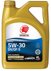 Масло моторное IDEMITSU FULLY-SYNTHETIC 5w30 SN GF-5 бензин 4л, 1/4